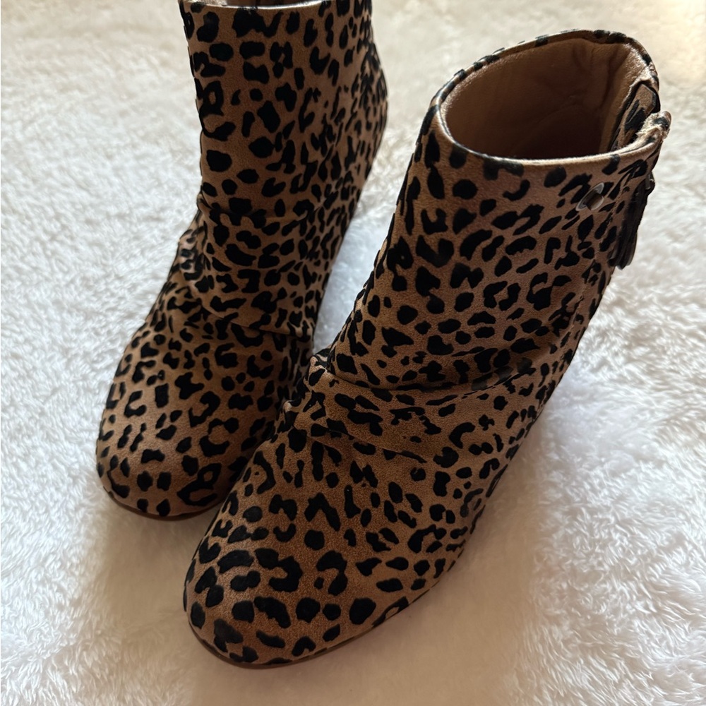 Blowfish Tan Leopard Ankle Booties